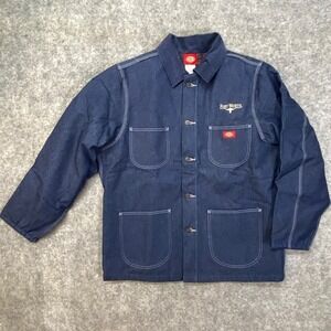 Dickies Mens Blanket Lined Denim Work Jacket Blue Button Front Size L